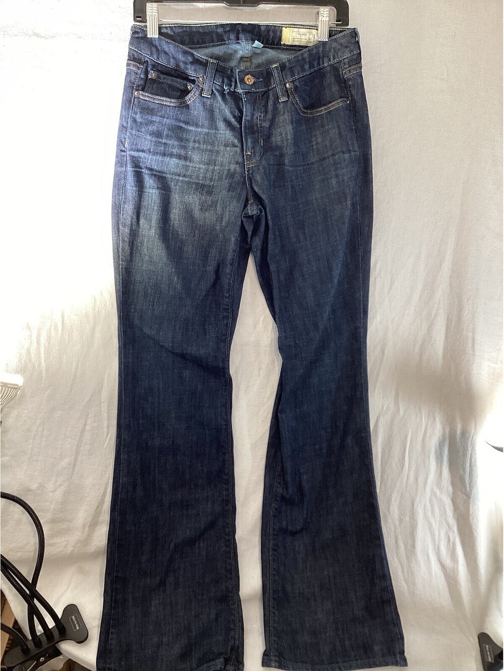 Gap High Rise Flare Jeans Women’s 28/6 Long Denim Dark Wash Stretch Pockets EUC